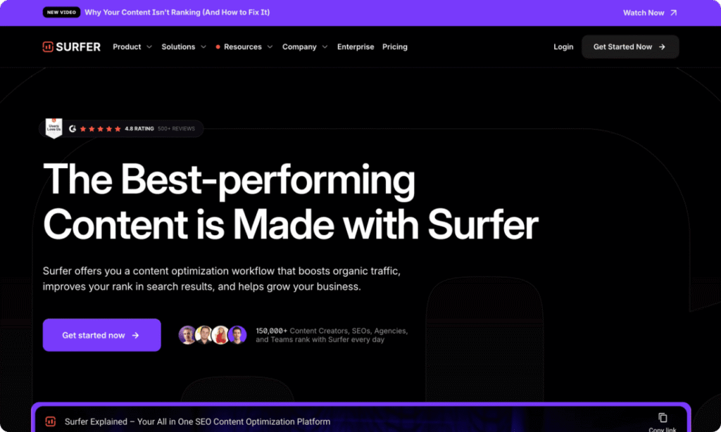 SurferSEO Website